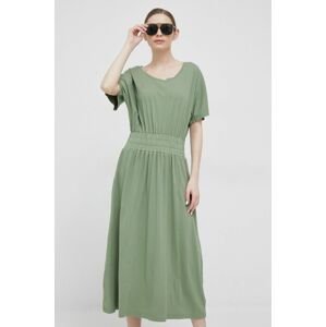 Bavlněné šaty Deha zelená barva, maxi