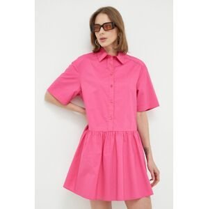 Bavlněné šaty Patrizia Pepe růžová barva, mini
