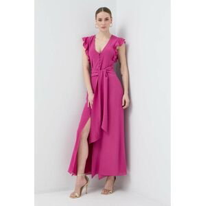 Hedvábné šaty Patrizia Pepe růžová barva, maxi