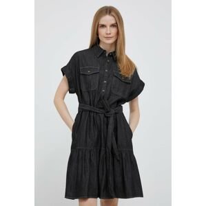 Bavlněné šaty Lauren Ralph Lauren černá barva, mini