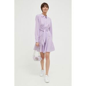 Bavlněné šaty Lauren Ralph Lauren fialová barva, mini