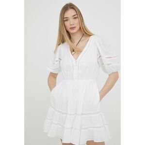 Bavlněné šaty Abercrombie & Fitch bílá barva, mini