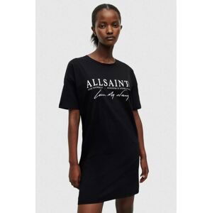 Bavlněné šaty AllSaints černá barva, mini, oversize