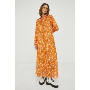 Bavlněné šaty Marc O'Polo oranžová barva, maxi, oversize