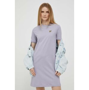 Bavlněné šaty Lyle & Scott fialová barva, mini