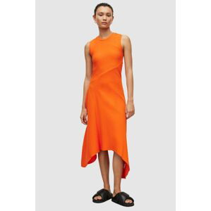 Šaty AllSaints oranžová barva, midi