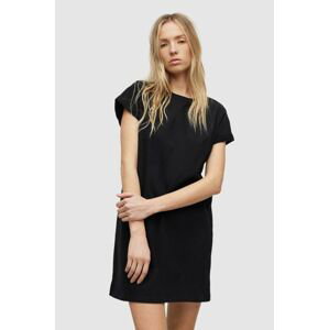 Bavlněné šaty AllSaints černá barva, mini