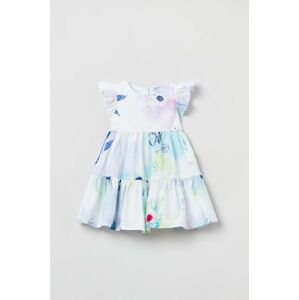 Dětské bavlněné šaty OVS bílá barva, mini