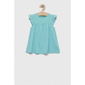Dětské bavlněné šaty United Colors of Benetton tyrkysová barva, mini