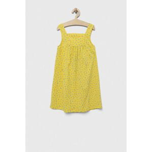 Dětské bavlněné šaty United Colors of Benetton žlutá barva, midi