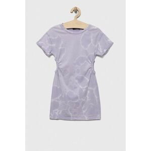Dětské bavlněné šaty Sisley fialová barva, mini