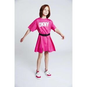 Dívčí šaty Dkny růžová barva, mini, oversize