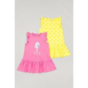Dětské bavlněné šaty zippy 2-pack růžová barva, mini