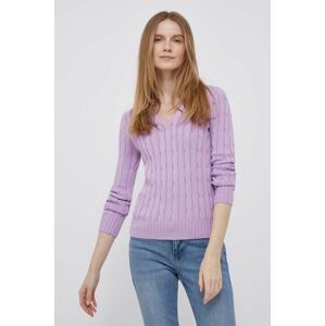 Bavlněný svetr Polo Ralph Lauren fialová barva, lehký