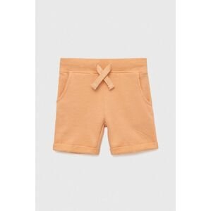 Dětské bavlněné šortky Guess oranžová barva, nastavitelný pas