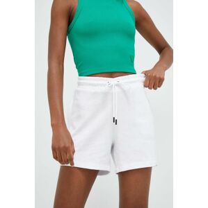 Bavlněné šortky Dkny bílá barva, hladké, high waist