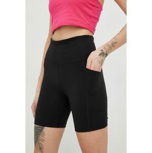 Kraťasy Dkny dámské, černá barva, hladké, high waist