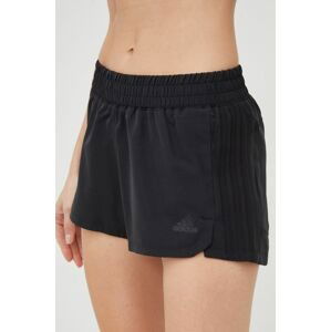 Tréninkové šortky adidas Performance dámské, černá barva, hladké, medium waist