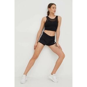 Tréninkové šortky adidas Performance Pacer dámské, černá barva, s potiskem, medium waist