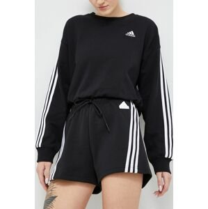 Kraťasy adidas dámské, černá barva, s aplikací, medium waist