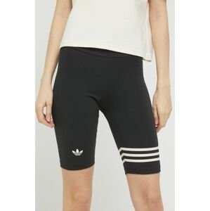 Kraťasy adidas Originals dámské, černá barva, s potiskem, high waist