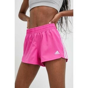 Tréninkové šortky adidas Performance Pacer růžová barva, s aplikací, medium waist