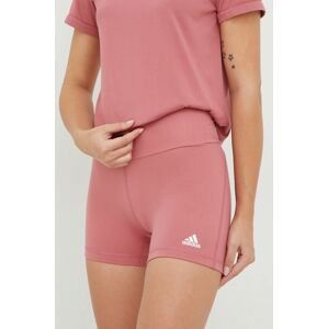 Šortky na jógu adidas Performance Yoga Essentials růžová barva, high waist