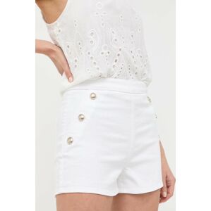 Džínové šortky Guess dámské, bílá barva, hladké, high waist