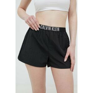 Kraťasy Calvin Klein dámské, černá barva, hladké, medium waist