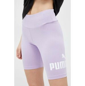 Kraťasy Puma dámské, fialová barva, s potiskem, high waist