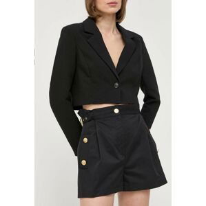 Bavlněné šortky Elisabetta Franchi černá barva, hladké, high waist