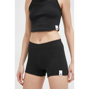 Kraťasy adidas dámské, černá barva, hladké, high waist