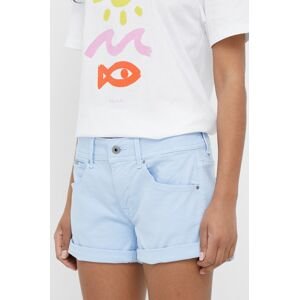 Kraťasy Pepe Jeans Siouxie dámské, hladké, medium waist