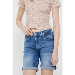 Džínové šortky Pepe Jeans dámské, hladké, medium waist