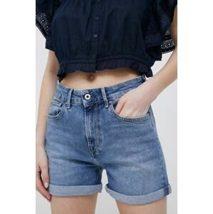 Džínové šortky Pepe Jeans Mary dámské, hladké, high waist