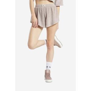 Kraťasy Reebok Classic ND Terry dámské, fialová barva, hladké, high waist, HS4741-TAUPE