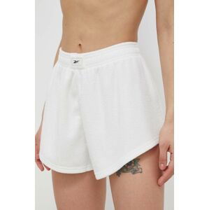 Kraťasy Reebok Classic dámské, bílá barva, hladké, high waist, HT7853-NONDYE