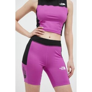 Tréninkové šortky The North Face fialová barva, vzorované, medium waist