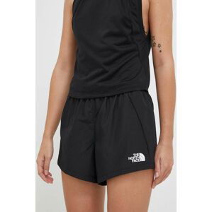 Sportovní šortky The North Face Mountain Athletics dámské, černá barva, hladké, medium waist