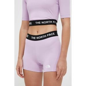Tréninkové šortky The North Face fialová barva, s potiskem, medium waist
