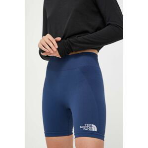 Sportovní šortky The North Face dámské, tmavomodrá barva, hladké, high waist