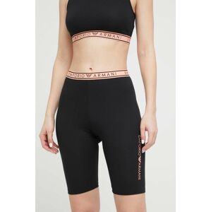 Kraťasy Emporio Armani Underwear dámské, černá barva, s potiskem, high waist