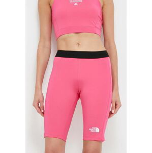 Sportovní šortky The North Face Mountain Athletics dámské, růžová barva, hladké, medium waist