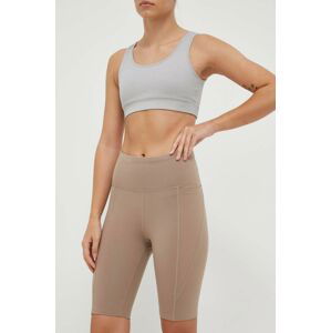 Tréninkové šortky Reebok Lux béžová barva, hladké, high waist