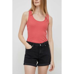 Džínové šortky Calvin Klein Jeans dámské, černá barva, hladké, medium waist