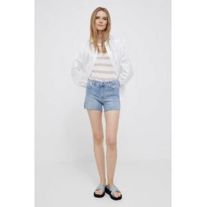 Džínové šortky Calvin Klein Jeans dámské, hladké, medium waist