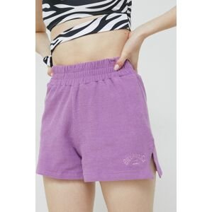 Bavlněné šortky Billabong fialová barva, hladké, high waist