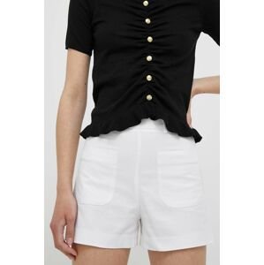 Kraťasy Sisley dámské, bílá barva, hladké, high waist