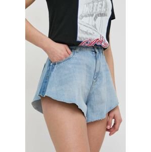 Bavlněné riflové kraťasy Pinko dámské, hladké, high waist