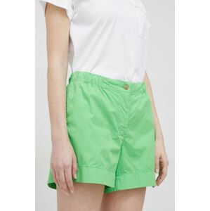 Bavlněné šortky Tommy Hilfiger zelená barva, hladké, high waist